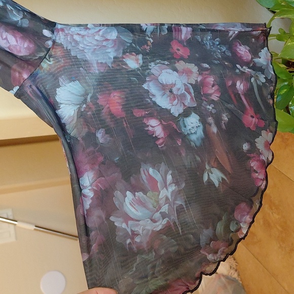 DOLLS, KILL CURRENT MOOD 1X SHEER MESH FLORAL. MINI DRESS - Picture 5 of 13